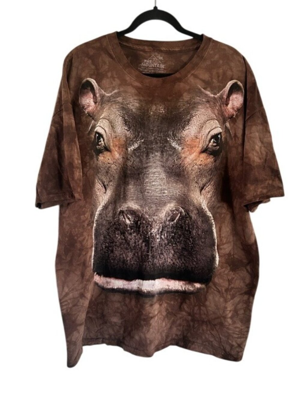The Mountain Brown Hippo Face Tee T-Shirt Unisex 2XL Tie Dye Vincent Hie 2012